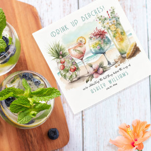 Serviette En Papier Fête de Filles Thème Tropical de Plage avec Cockta