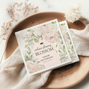 Serviette En Papier Fête de fin d'études aux fleurs roses élégantes