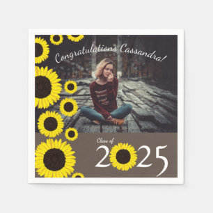 Serviette En Papier Fête de fin d'études de campagne de tournesols Mar