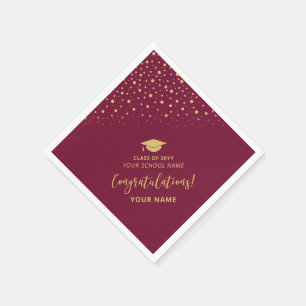 Serviette En Papier Fête de fin d'études de la classe d'or rouge