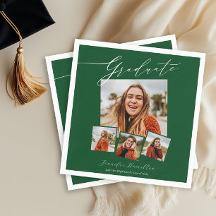 Serviette En Papier Fête de fin d'études minimaliste avec photo gradué