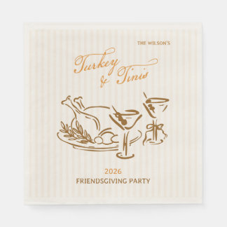 Serviette En Papier Fête de Friendsgiving Turcs et Tinis Thanksgiving