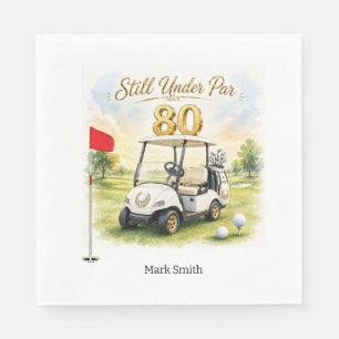Serviette En Papier Fête de golf 80e anniversaire avec voiturette de