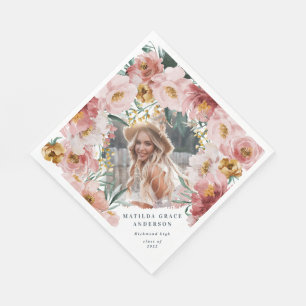 Serviette En Papier Fête de graduation de la photo florale de poule r