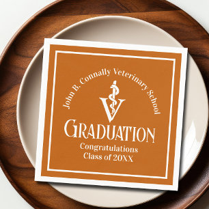 Serviette En Papier Fête de graduation de l'école vétérinaire Orange p