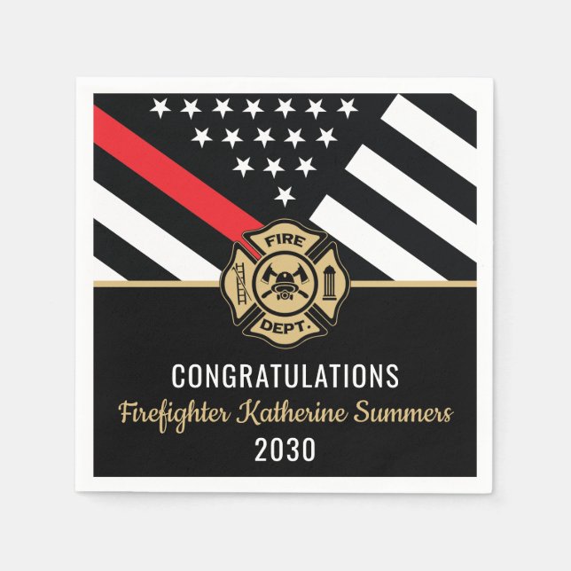 Serviette En Papier Fête de graduation des pompiers Drapeau mince de l (Devant)