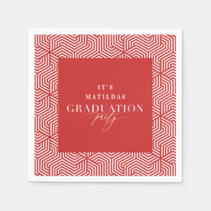Serviette En Papier Fête de graduation géométrique et script moderne