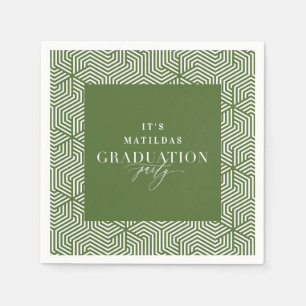 Serviette En Papier Fête de graduation géométrique et script moderne