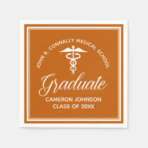 Serviette En Papier Fête de graduation Médicale Orange personnalisée