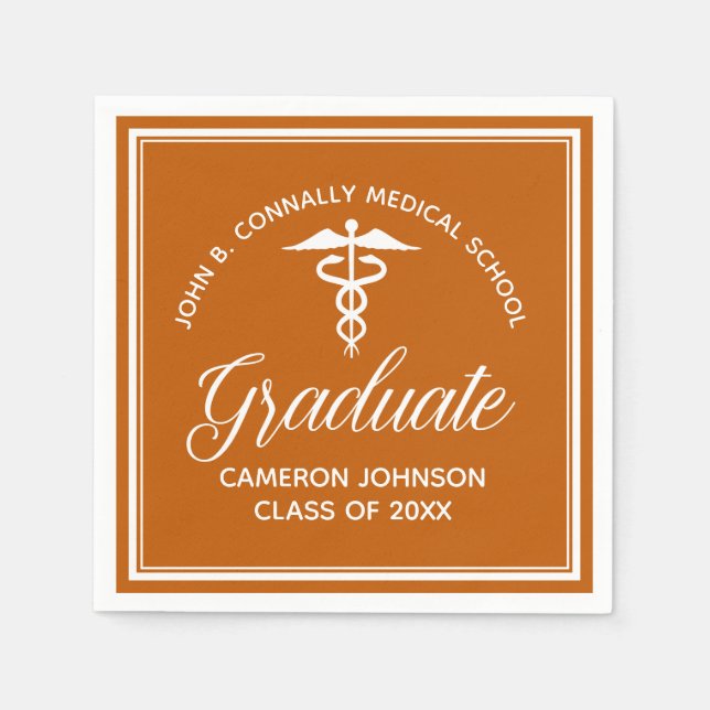 Serviette En Papier Fête de graduation Médicale Orange personnalisée (Devant)