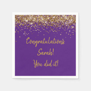 Serviette En Papier Fête de graduation personnalisée Purple & Or perso