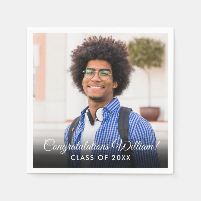 Serviette En Papier Fête de graduation photo de script moderne (Devant)