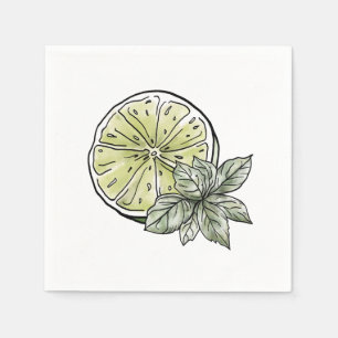 Serviette En Papier Fête de jardin d'été de la chaux d'aquarelle moder