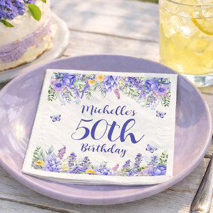 Serviette En Papier Fête de Jardin Floral de Lavande Violette 50e Anni