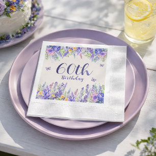 Serviette En Papier Fête de Jardin Floral de Lavande Violette 60e Anni