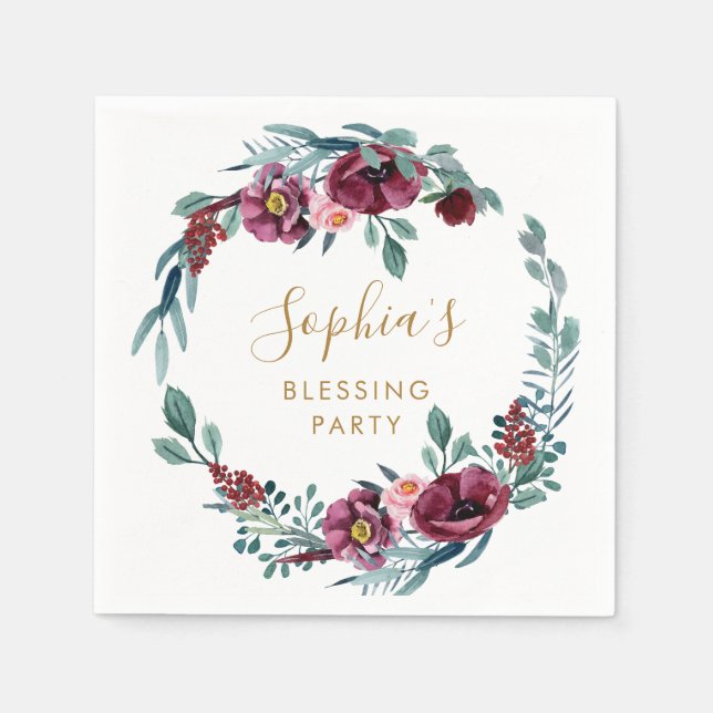 Serviette En Papier Fête de la bénédiction des mères florales personna (Devant)
