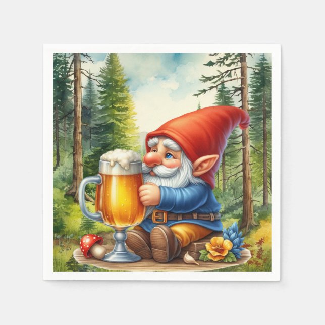 Serviette En Papier fête de la bière cool gnome (Devant)