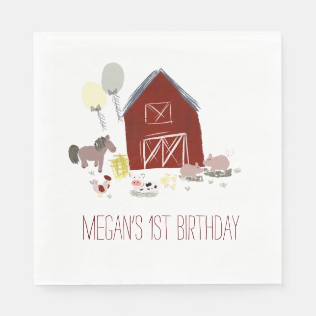 Serviette En Papier Fête de la ferme de la grange Anniversaire | BABY  (Devant)