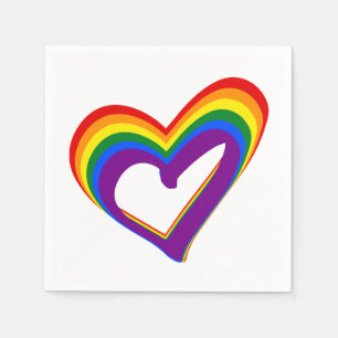 Serviette En Papier Fête de la fierté LGBT Gay Love Rainbow Heart LGBT