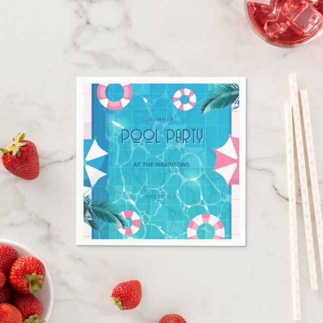 Serviette En Papier Fête de la piscine d'été tropicale (En situation)