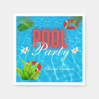 Serviette En Papier Fête de la piscine tropicale | Anniversaire d'été