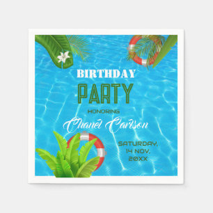 Serviette En Papier Fête de la piscine tropicale Invitation d'été