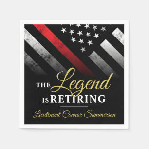 Serviette En Papier Fête de la retraite des pompiers Red Line Flag Fir