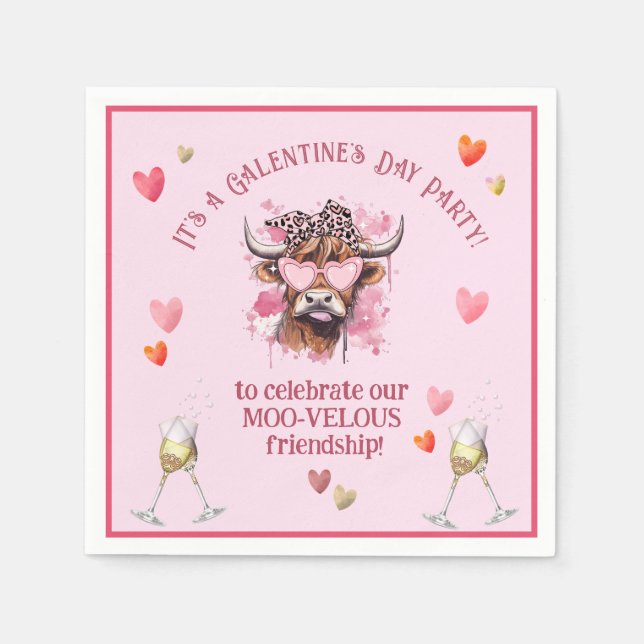 Serviette En Papier Fête de la Saint-Galentin Vache Hereford (Devant)