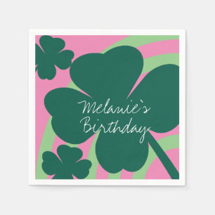 Serviette En Papier Fête de la Saint-Patrick Shamrock Vert Arc-en-ciel