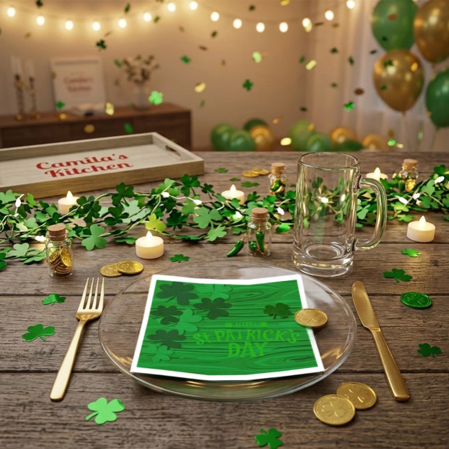 Serviette En Papier Fête de la Saint-Patrick Shamrocks Personnalisés  (Créateur téléchargé)