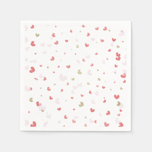 Serviette En Papier Fête de la Saint-Valentin cœurs rouges rose et or