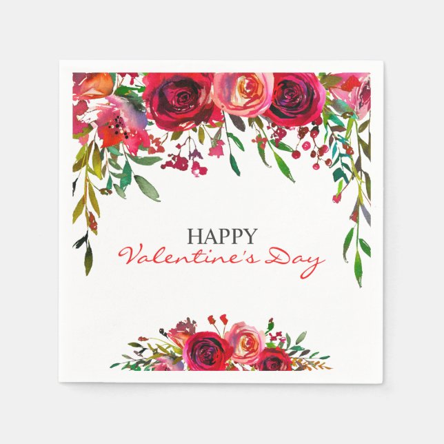 Serviette En Papier Fête de la Saint-Valentin romantique aquarelle Flo (Devant)