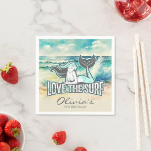 Serviette En Papier Fête de la sirène Aimez le Surf