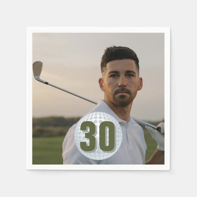 Serviette En Papier Fête de l'anniversaire du golfeur (Devant)