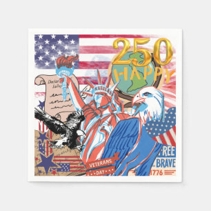 Serviette En Papier Fête de l'Indépendance Américaine 250e 'Joyeux 250