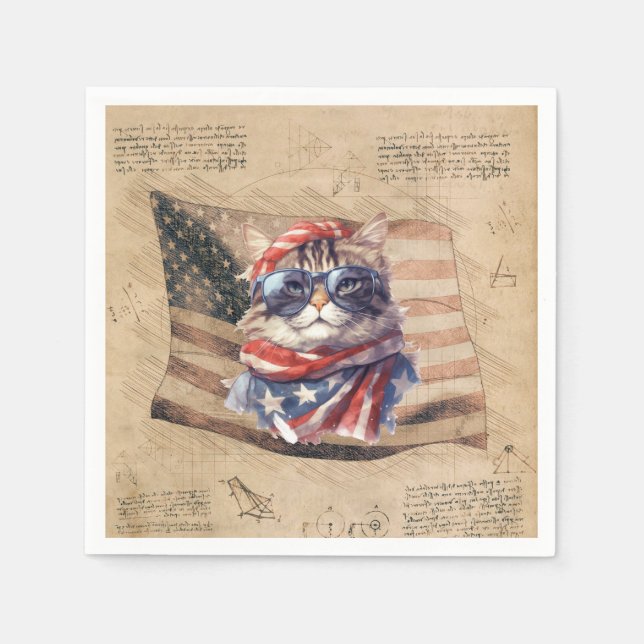 Serviette En Papier Fête de l'Indépendance Drapeau patriotique américa (Devant)