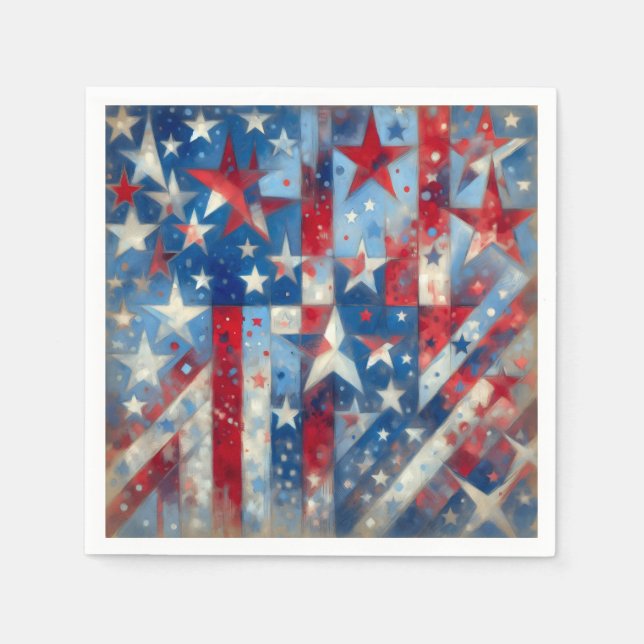 Serviette En Papier Fête de l'indépendance patriotique rouge, blanc et (Devant)