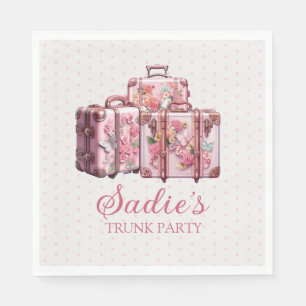 Serviette En Papier Fête de malle universitaire Valises vintage roses