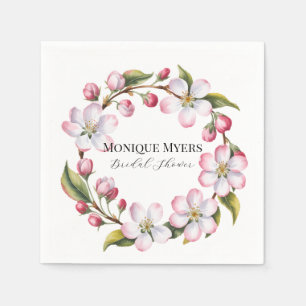 Serviette En Papier Fête de mariage aquarelle pomme cerisier en fleurs