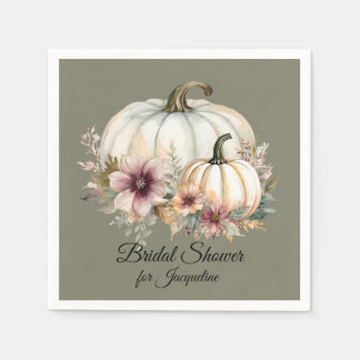 Serviette En Papier Fête de mariage automnal Taupe Sage Citrouille Feu