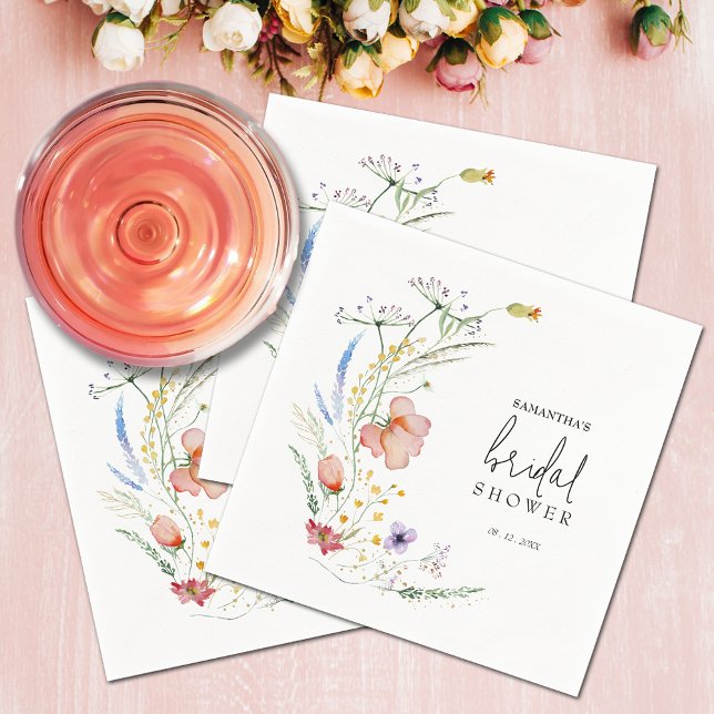 Serviette En Papier Fête de mariage aux fleurs sauvages (Wildflowers Bridal Shower Napkins)