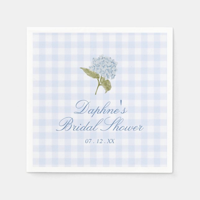 Serviette En Papier Fête de Mariage aux Hortensias Bleus (Devant)
