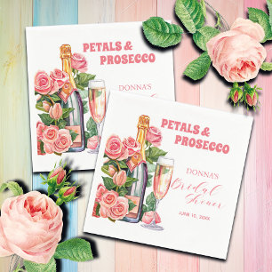 Serviette En Papier Fête de mariage avec bouteille de Prosecco et rose