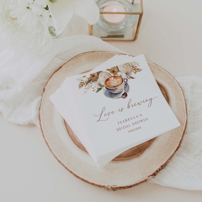 Serviette En Papier Fête de mariage avec café Love Is Brewing (Créateur téléchargé)