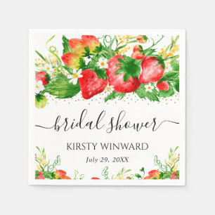 Serviette En Papier Fête de mariage avec des fraises et des fleurs à l