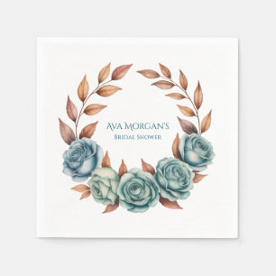 Serviette En Papier Fête de mariage avec des roses sarcelles et des fe
