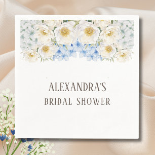 Serviette En Papier Fête de mariage avec hydrangeas bleus et fleurs bl
