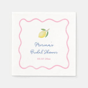 Serviette En Papier Fête de mariage bohème rose avec bordure gribouill