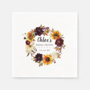Serviette En Papier Fête de mariage champêtre automnal avec des fleurs