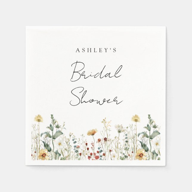 Serviette En Papier Fête de mariage champêtre de fleurs sauvages d'été (Devant)